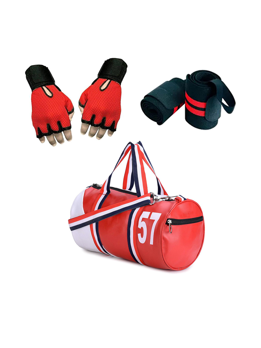 GROUPERS Printed Medium Foldable Gym Duffel Bag with Wrist Band & Sports Kit