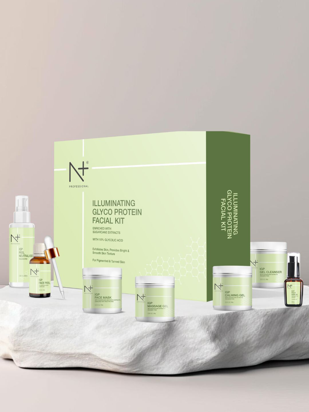 N Plus Professional Illuminating Glyco Protein Facial Kit For Pigmented & Tanned Skin