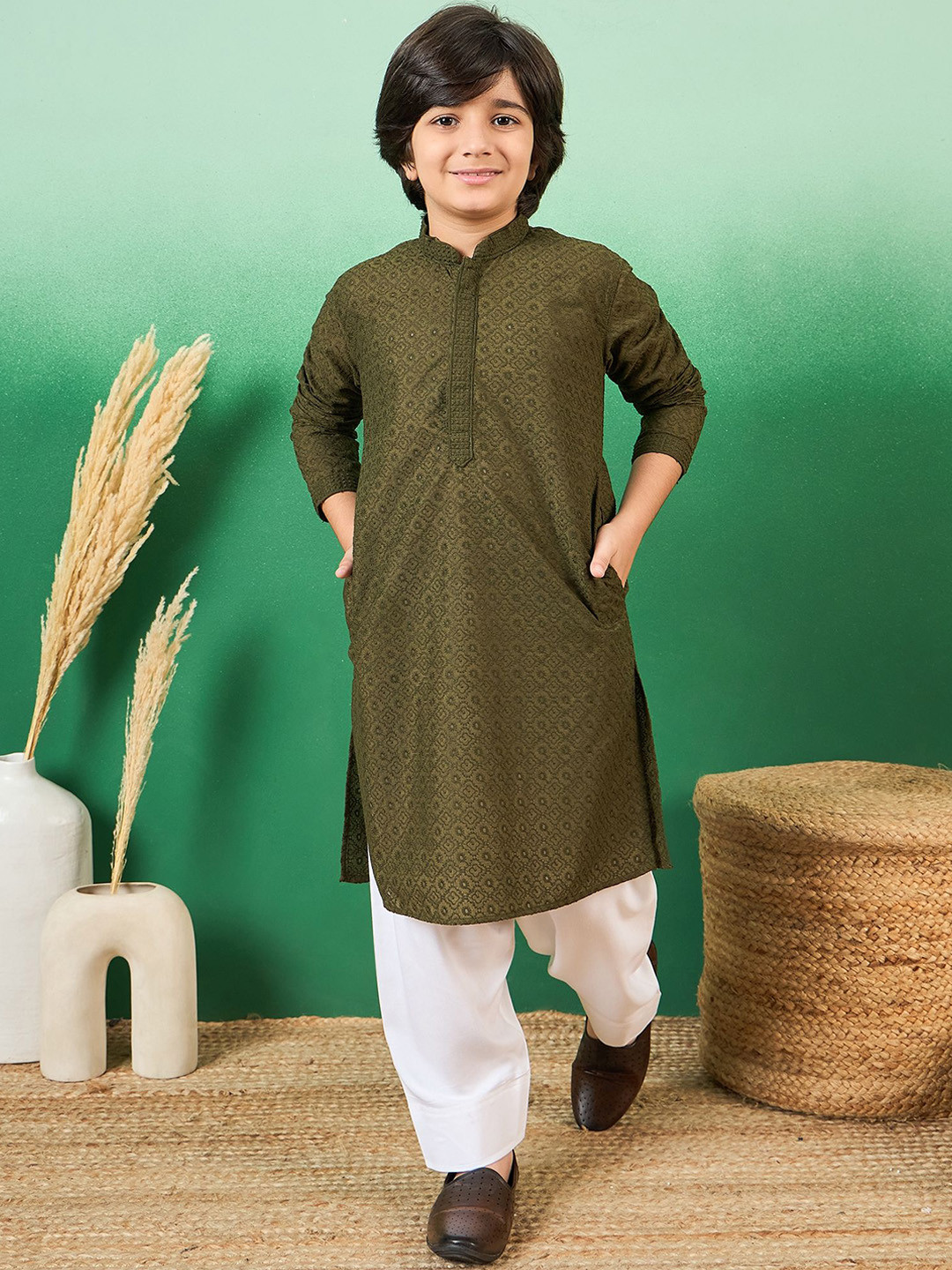 Sangria Boys  Chikankari Embroidered  Kurta & Patiala Sets