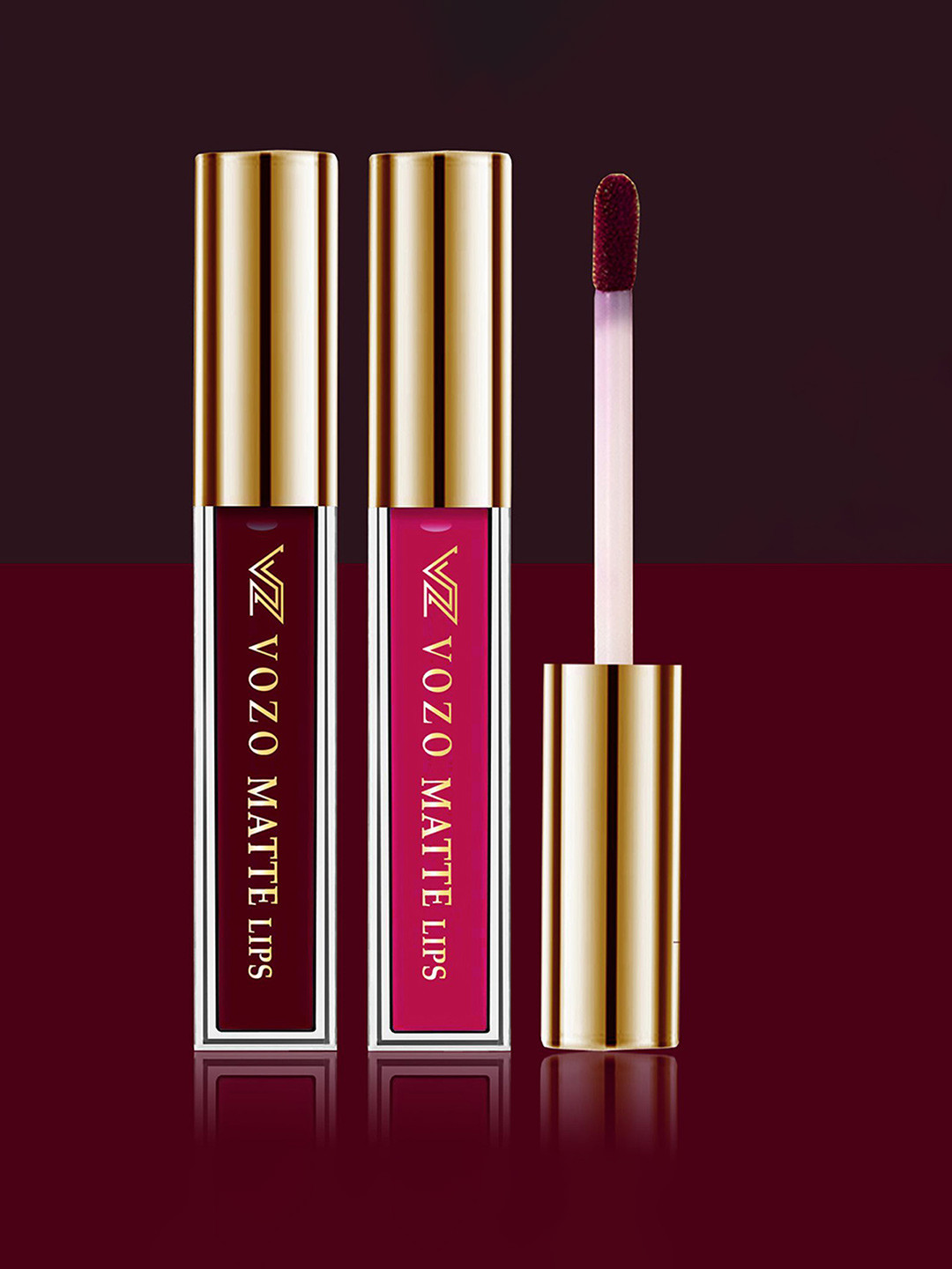 VOZO Set Of 2 Stay-All-Day Matte Liquid Lipstick 4 ml Each -Maroon103-Magenta204