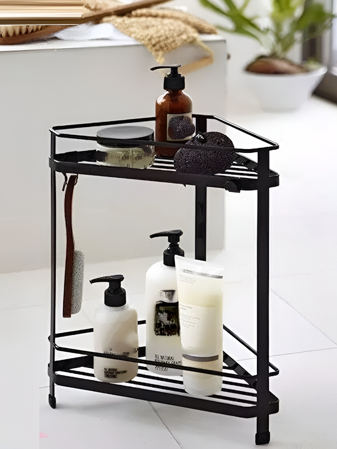 Arhat Organizers Black 2-Tier Corner Storage Rack