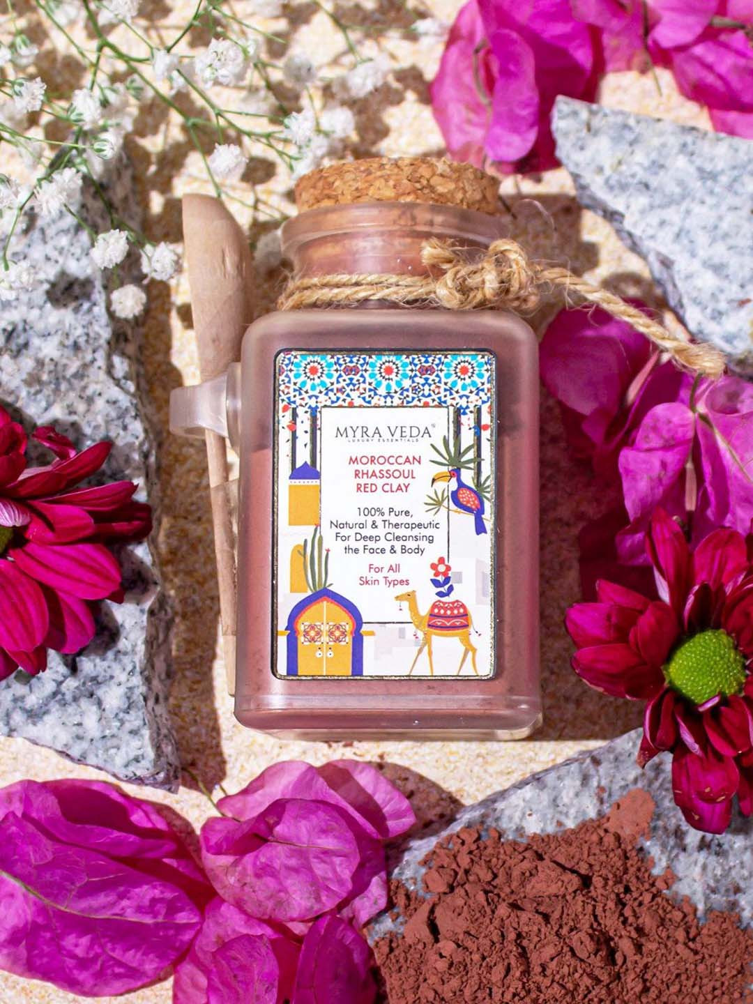 MYRA VEDA Pure & Natural Moroccan Rhassoul Red Clay Face Mask - 100 g