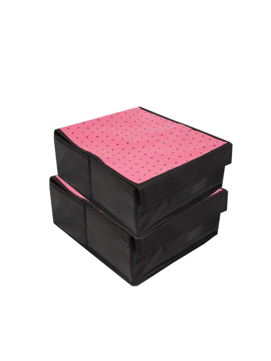 prettykrafts Pink & Black 2 Pices Printed Reusable Multi-Utility Organisers