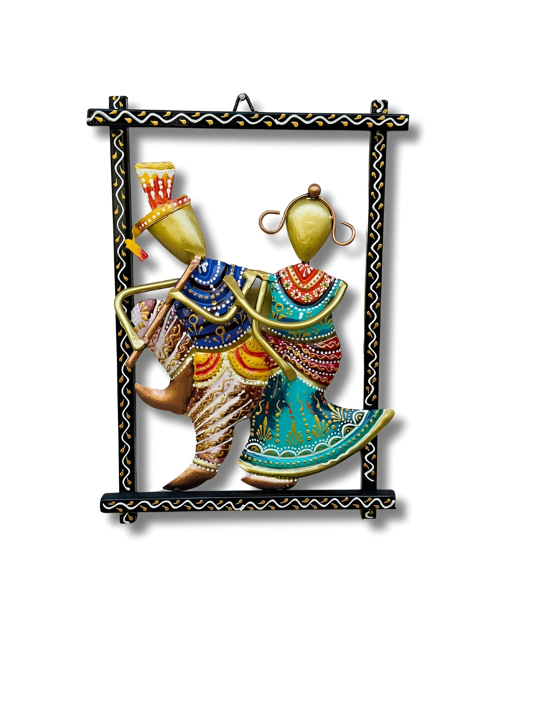 ANSHIKA INTERNATIONAL Radha Krishna Metal Bohemian Glossy Hall Spiritual Wall Decor-10.5In