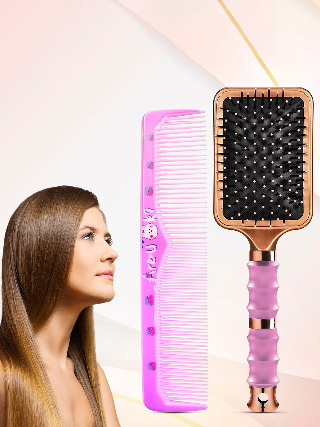 MAJESTIQUE Set Of 2 Paddle Hair Brush & Tooth Comb