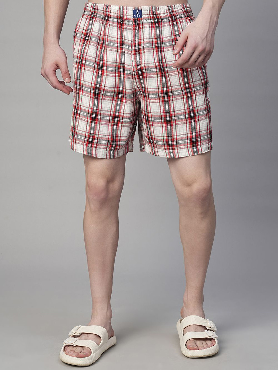 PRONK Checked Pure Cotton Boxer TM-BXR-019-WHT-S