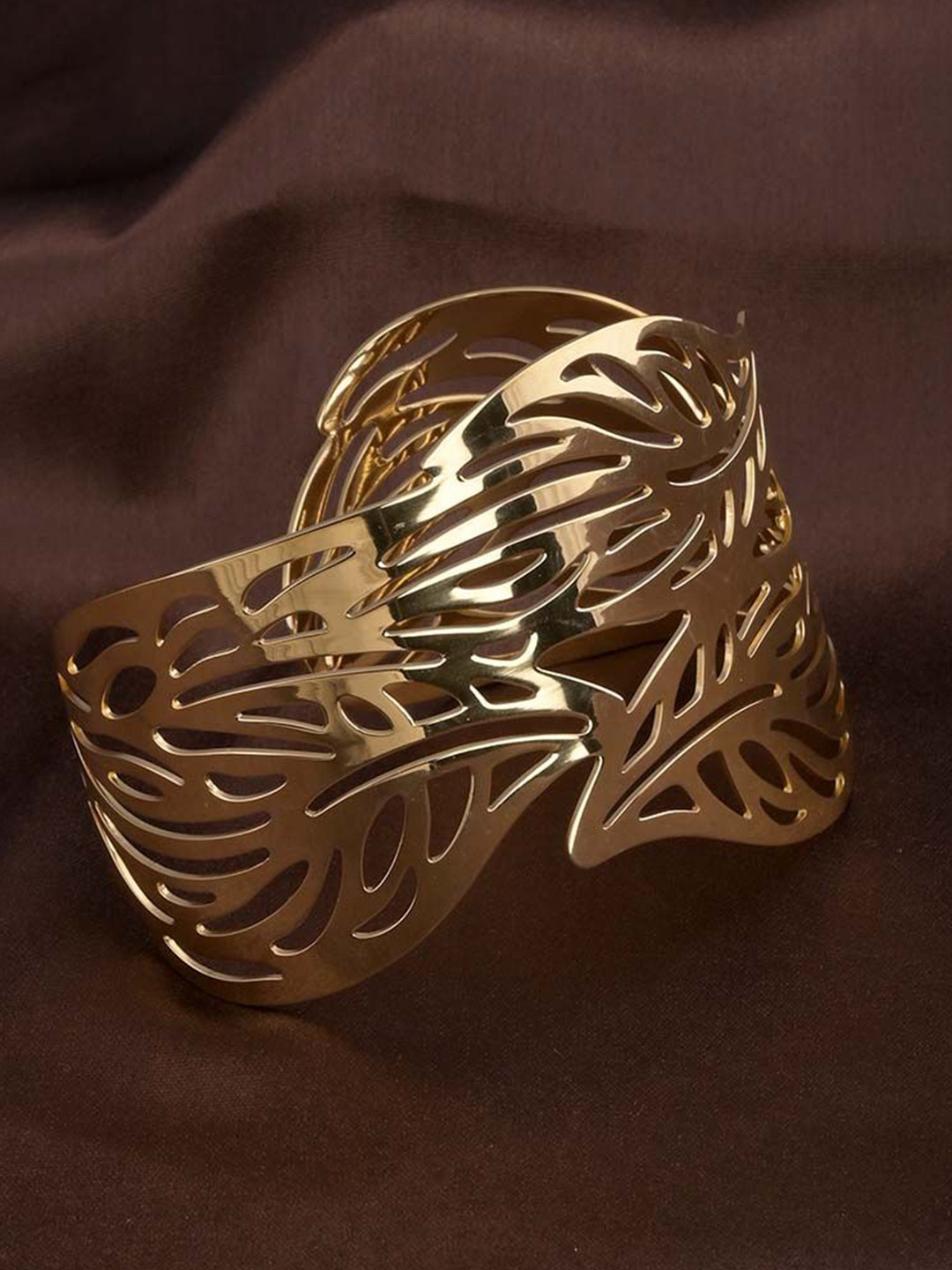 PALMONAS Gold-Plated Leaf Wraparound Bracelet