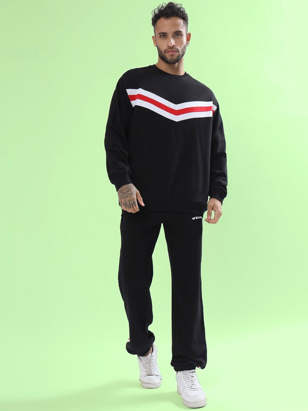 WEARDUDS Round Neck Collar Sweatshirt With Trousers