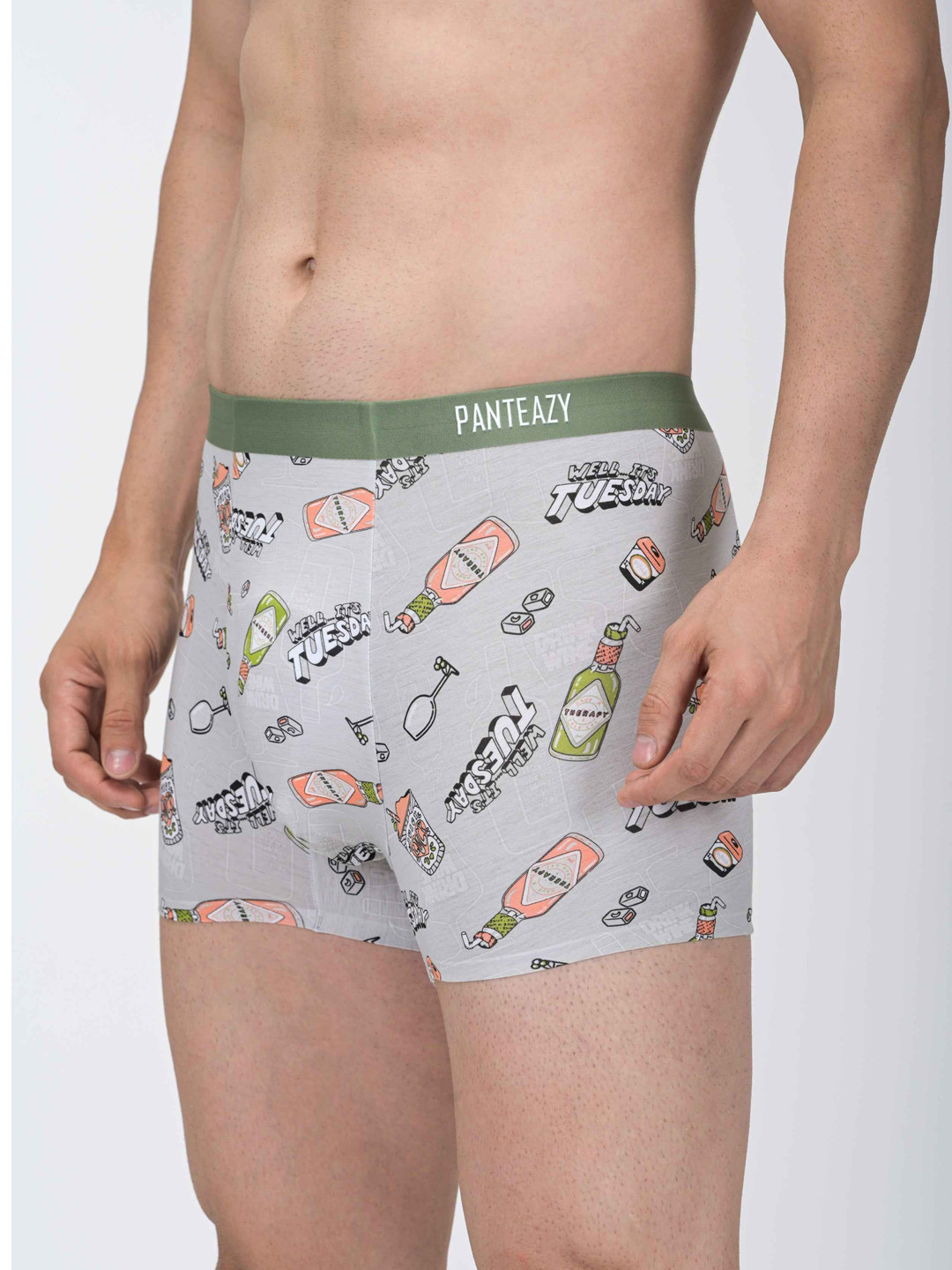 PANTEAZY Men Printed Stretchable Basic Trunk KEV-2412-BPB-G-M-Grey