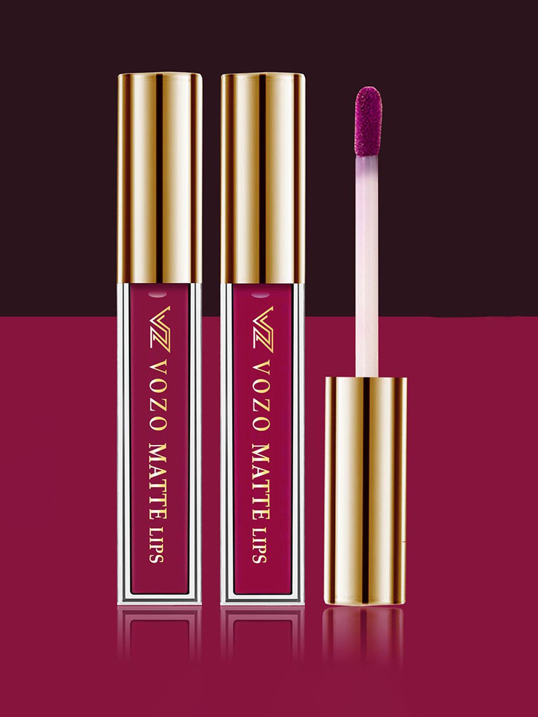 VOZO Set Of 2 Stay-All-Day Matte Liquid Lipstick -4 ml Each -Cherry Red101-Magenta105