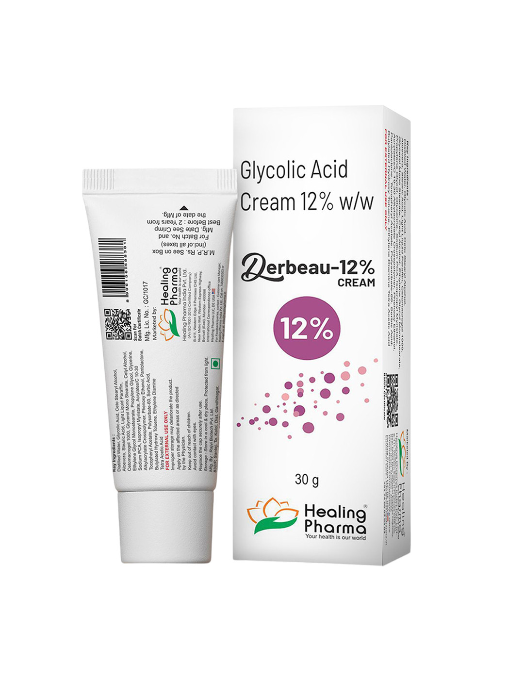 Healing Pharma Set Of 2 Derbeau Glycolic Acid Cream 12% W/W- 30g Each