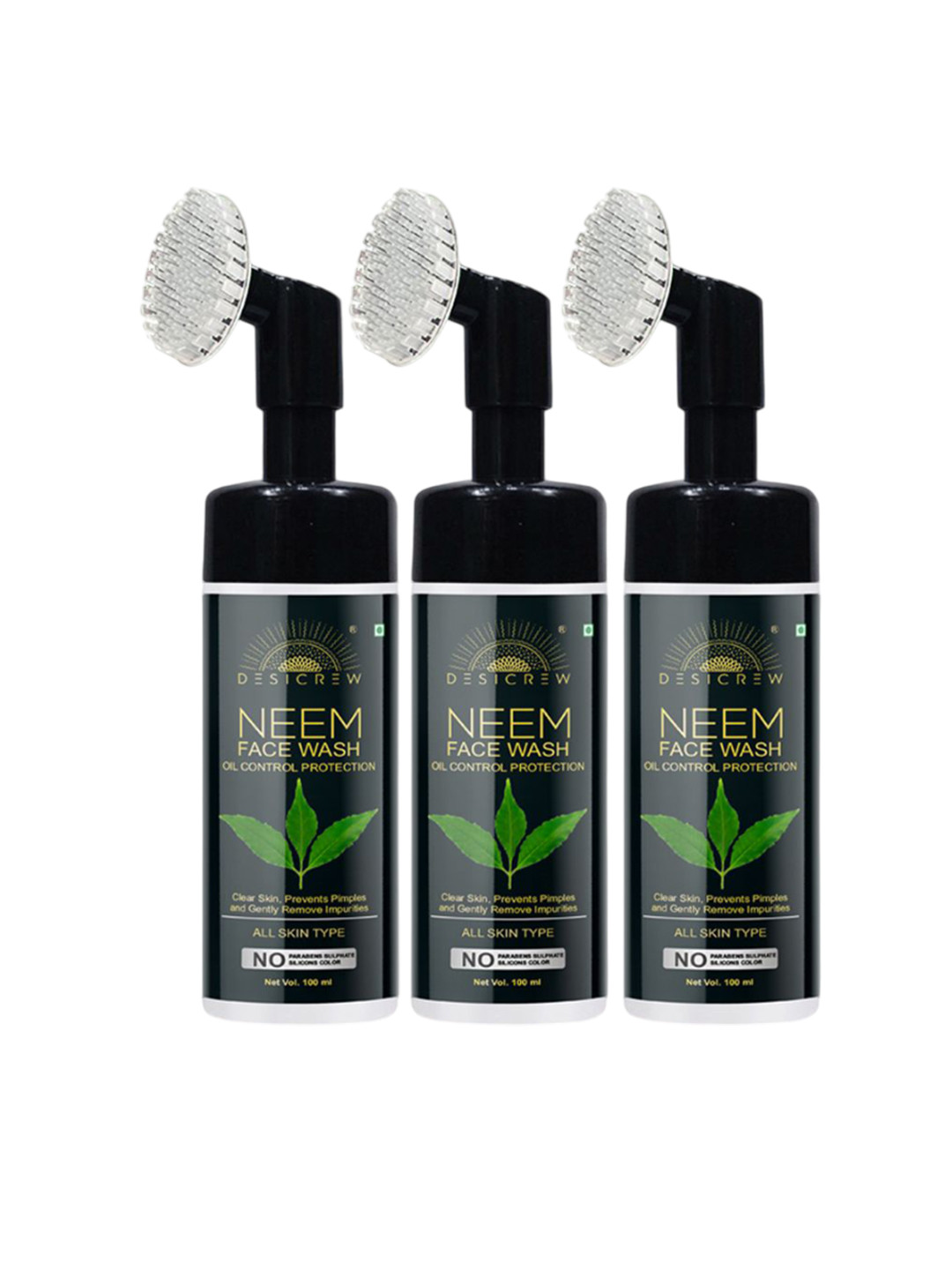 Desi Crew Set Of 3 Neem Face Wash For Oil Control Protection - 100 ml Each