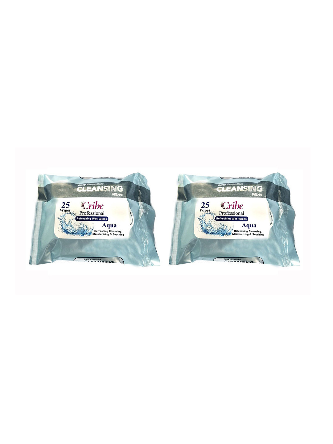 CRIBE Set Of 4 Rose & Aqus Extract Wet Cleansing Wipes With Vitamin E - 25 Wipes Each
