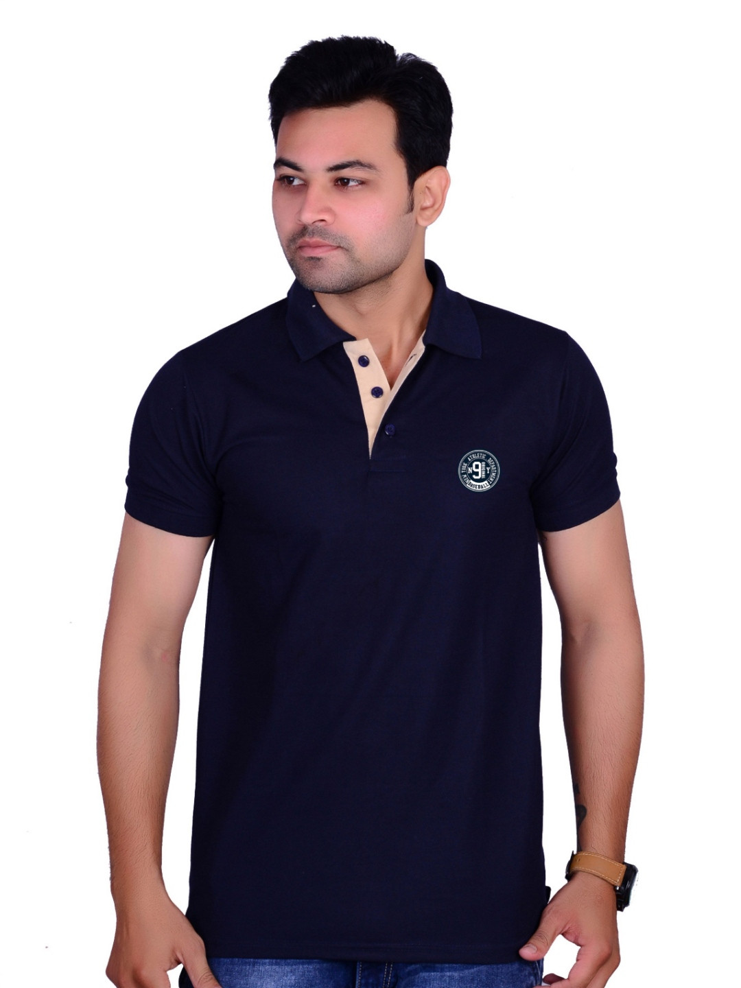 LA MILANO Men Polo Collar Applique Slim Fit T-shirt