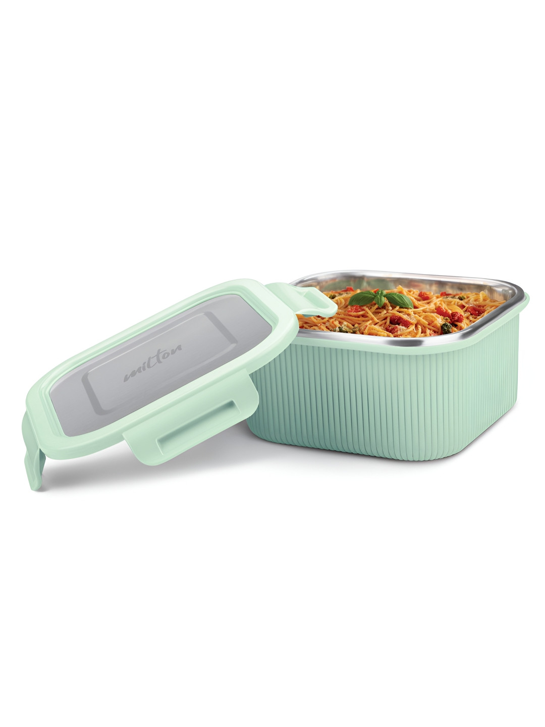 Milton Cool Touch Aqua Green Stainless Steel Square Lunch Box -780 ml