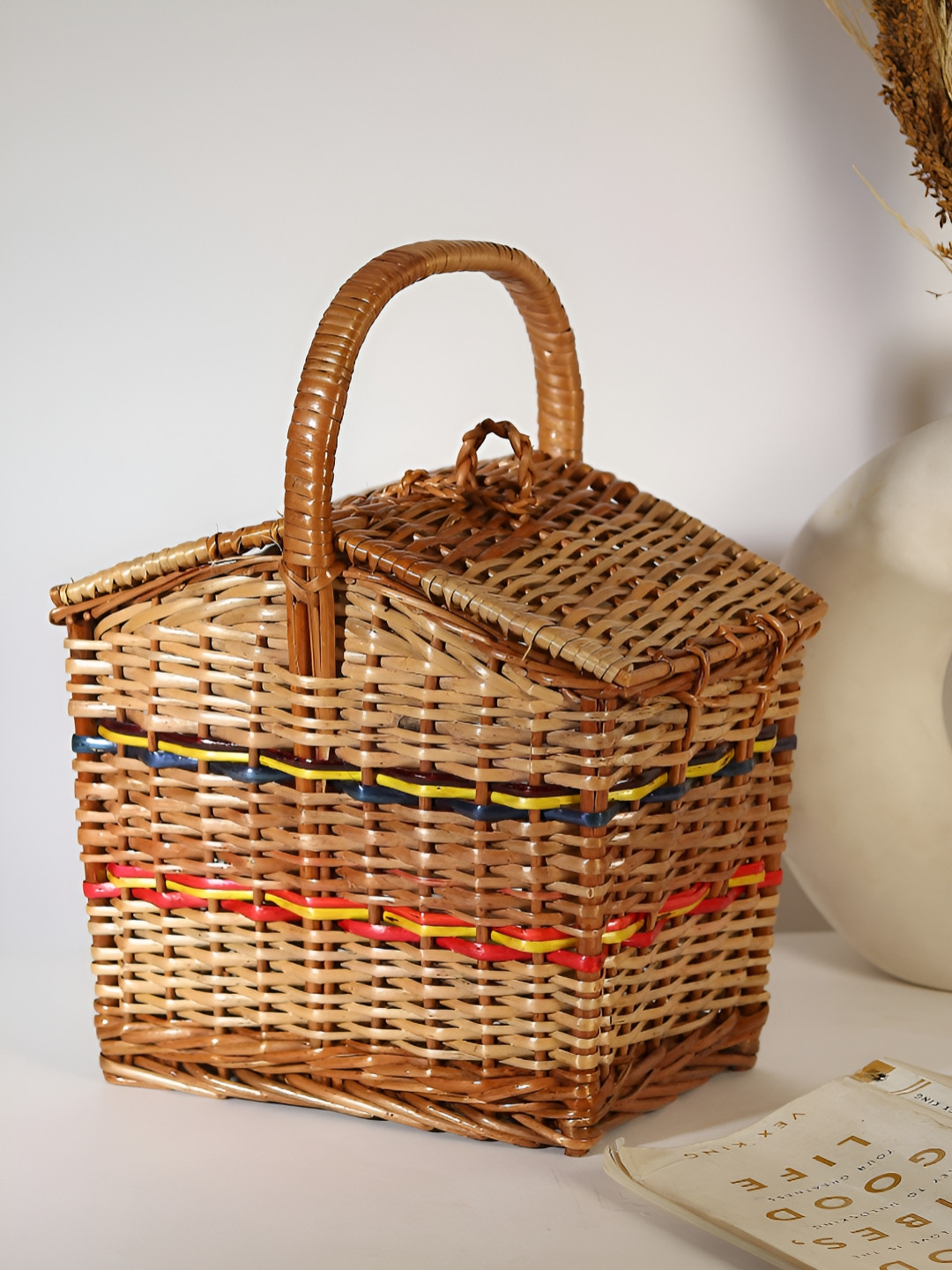 HABERE INDIA Brown Self Design Reusable Bamboo Multi-Utility Basket