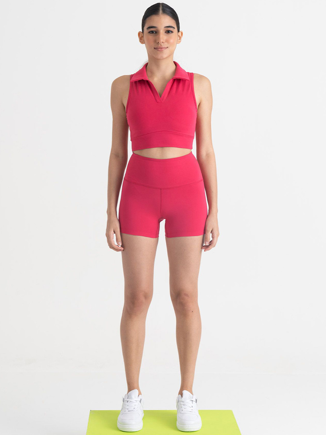 Hunnit Women Zen High Rise Quad Length Gym & Yoga Workout Shorts
