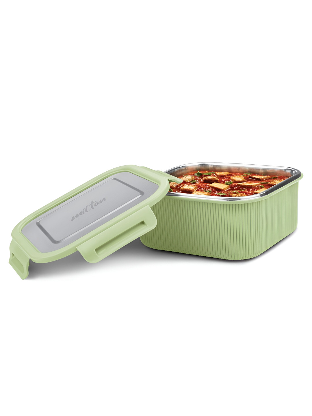 Milton Cool Touch Green Stainless Steel Square Lunch Box -1580 ml