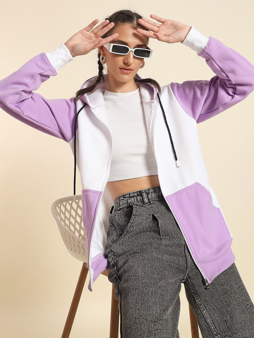 Dogman Women Colourblocked Hooded Sweatshirt