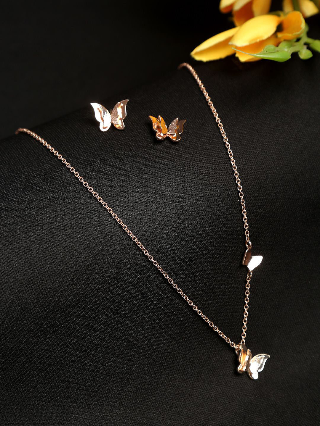 DressBerry Rose Gold Plated Butterfly Shape Jewellery Set