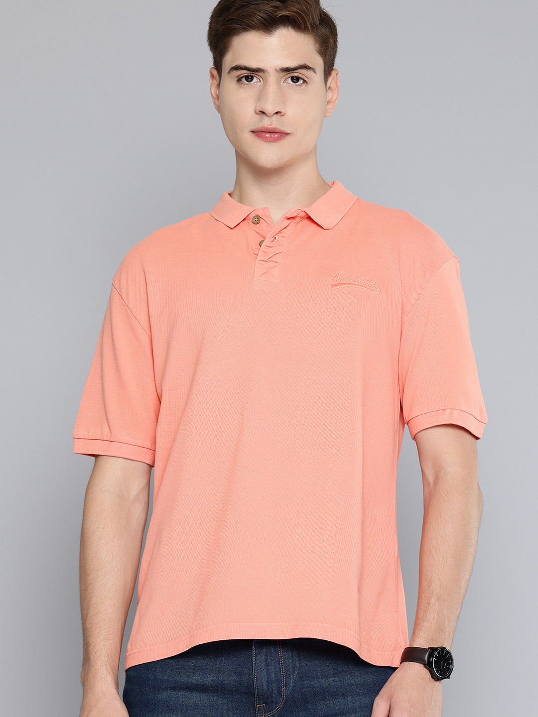 Aeropostale Polo Collar Pure Cotton Relaxed Fit T-shirt