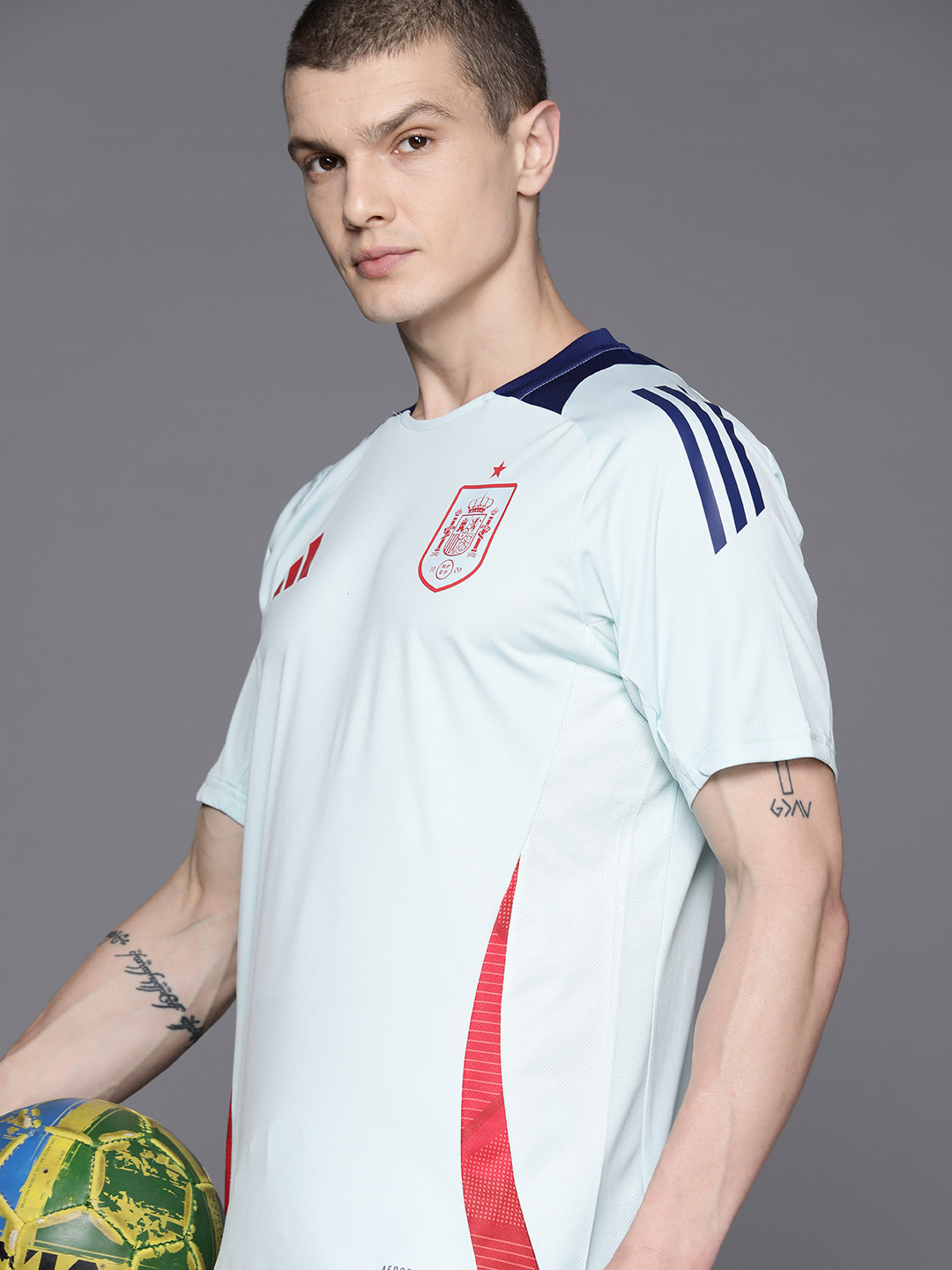 ADIDAS Spain Tiro 24 Competition Training Football Printed Slim Fit T-shirt