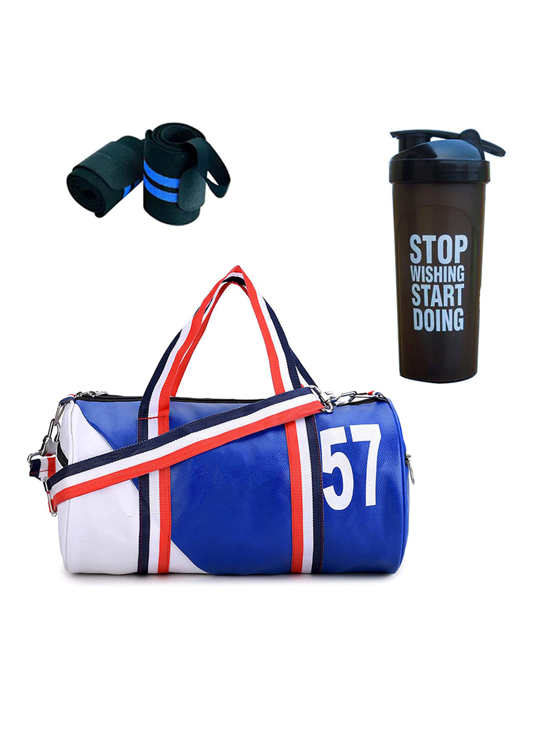 GROUPERS Printed Medium Foldable Gym Duffel Bag With Shake Bottle & Wrist Band