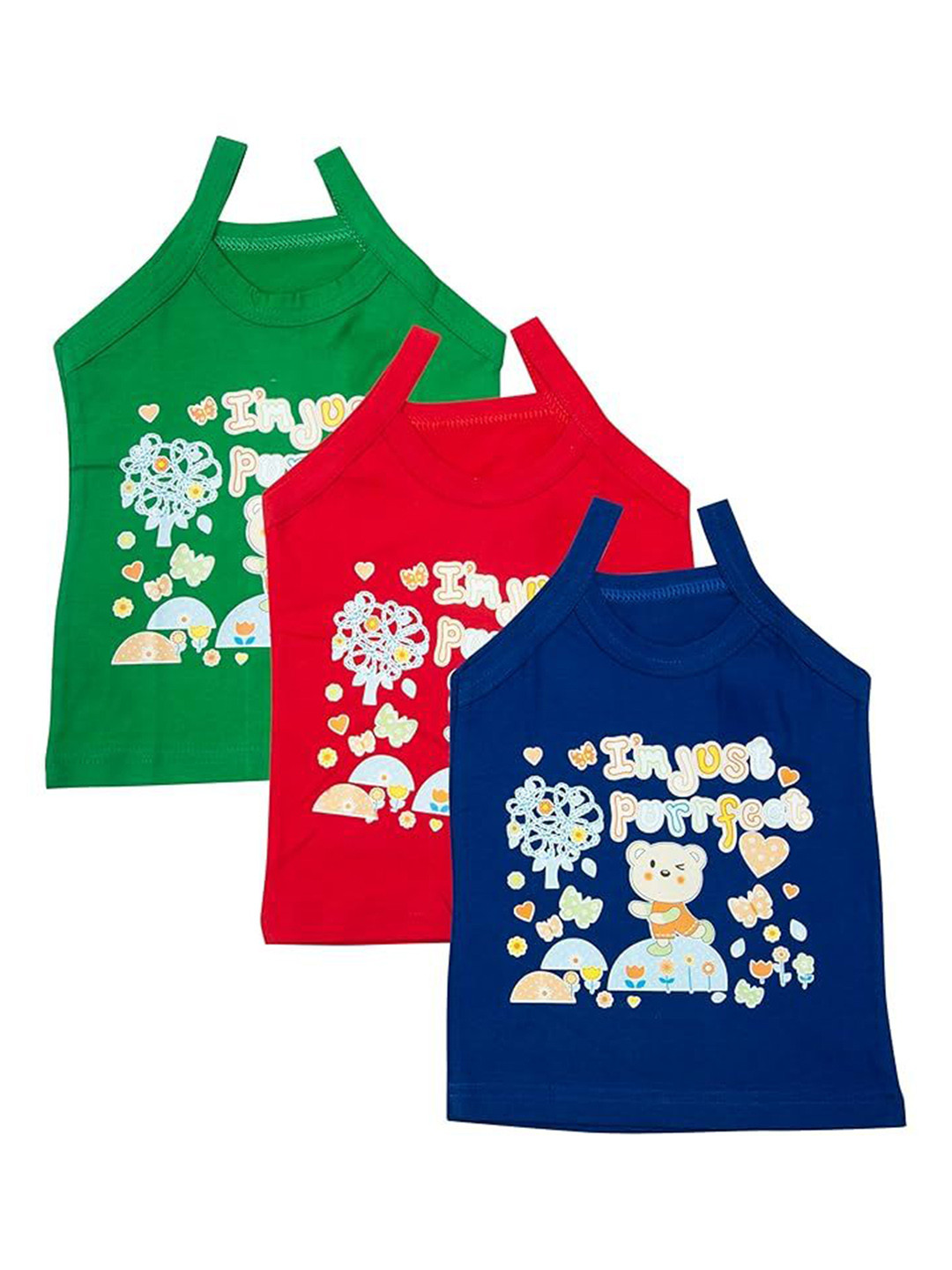 Dowin Infant Girls Set Of 3 Printed Cotton Camisoles