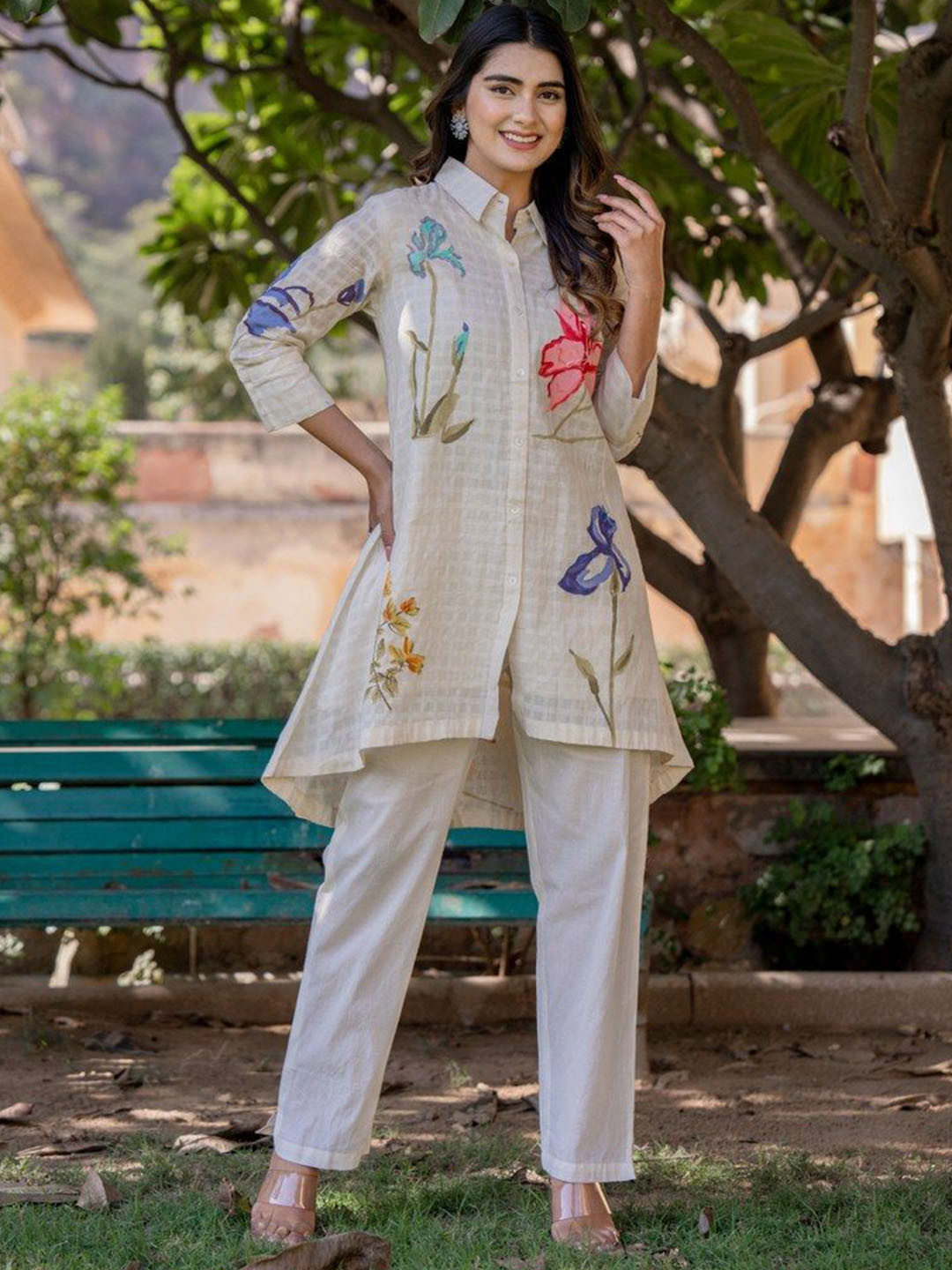 CUSTARD Floral Printed Pure Cotton Tunic & Trouser Co-Ords
