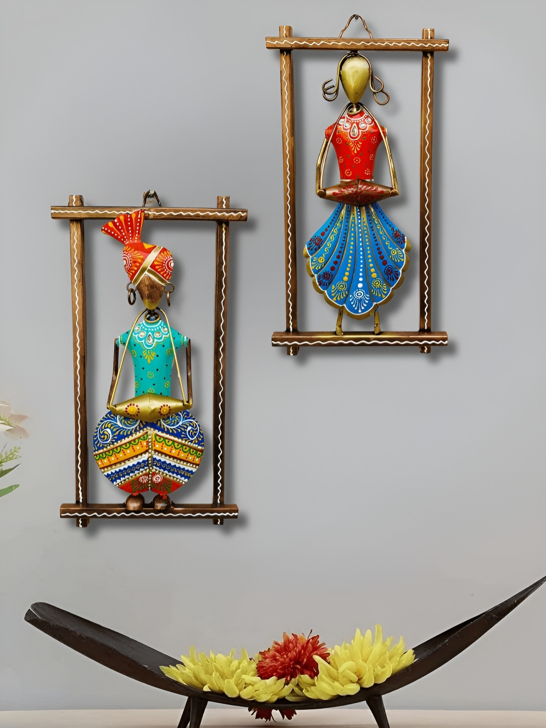ANSHIKA INTERNATIONAL Musician Metal Glossy Hall 2Pcs Wall Hangings-12In