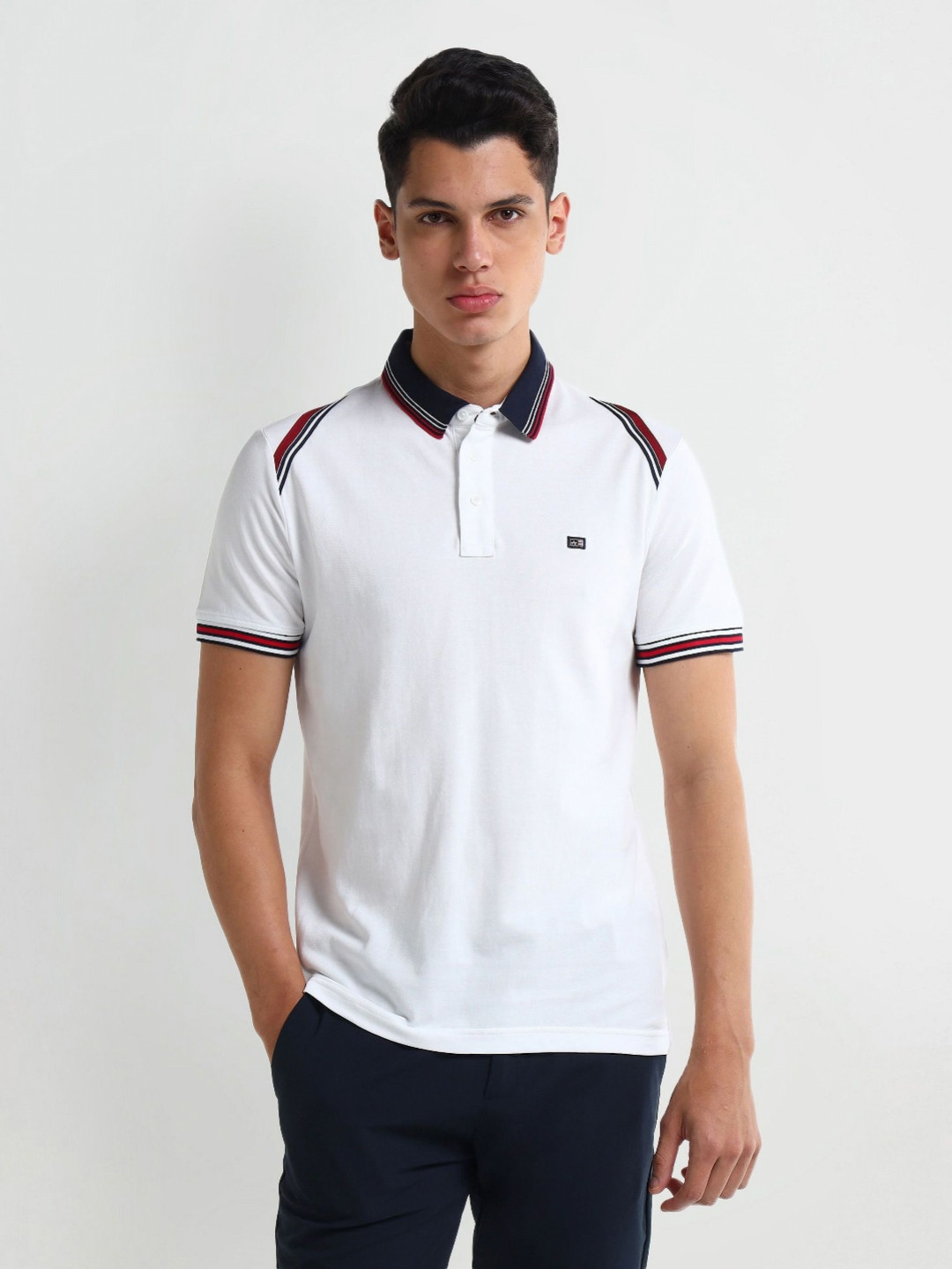 Arrow Men Solid Polo Collar Cotton T-shirt