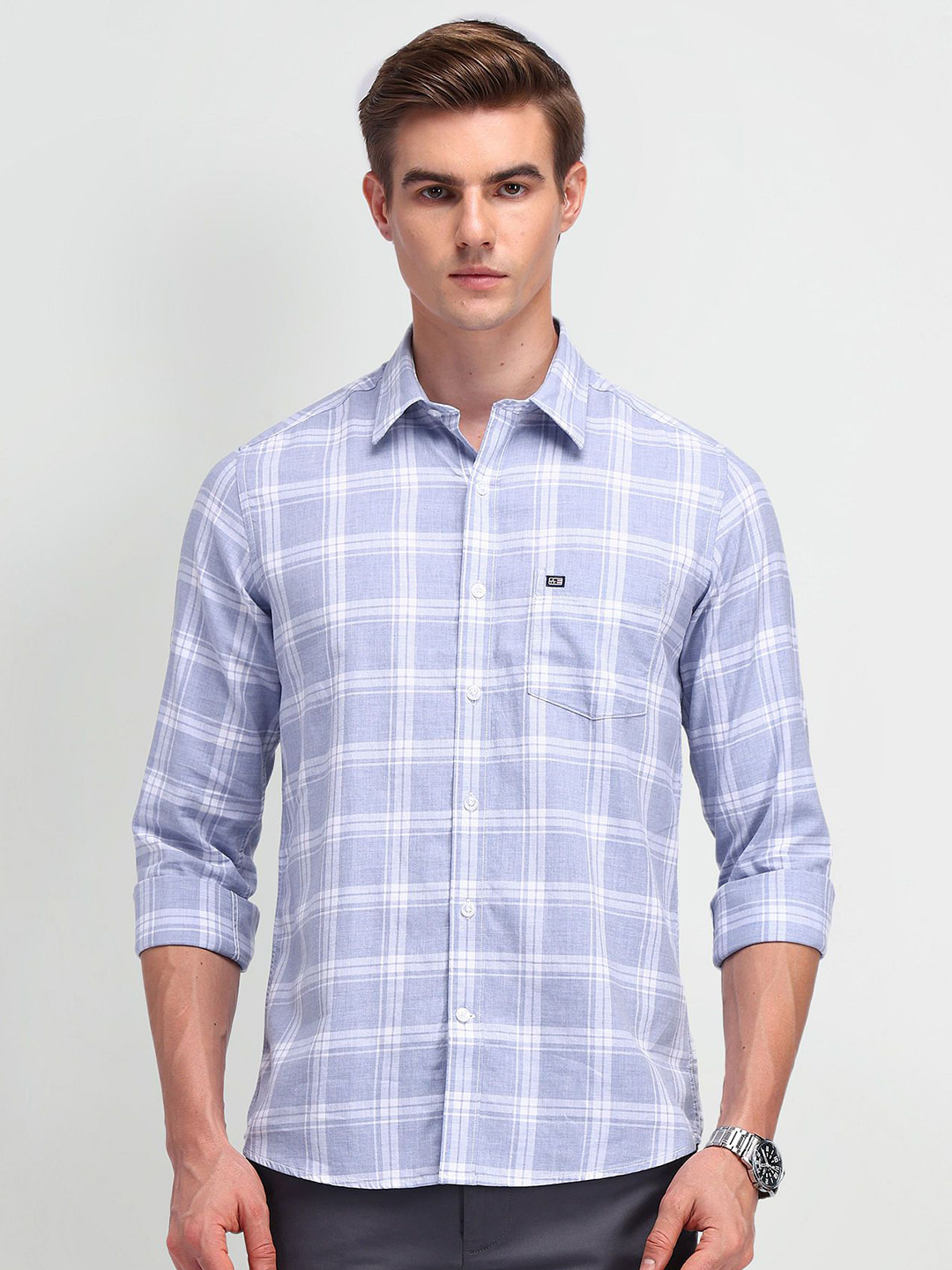 Arrow Sport Men Modern Slim Fit Opaque Checked Casual Shirt