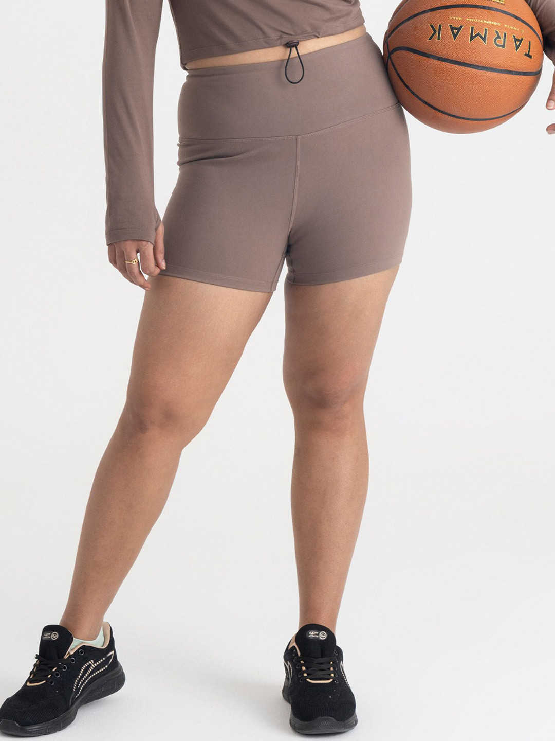 Hunnit Women Zen High Rise Quad Length Gym & Yoga Workout Shorts