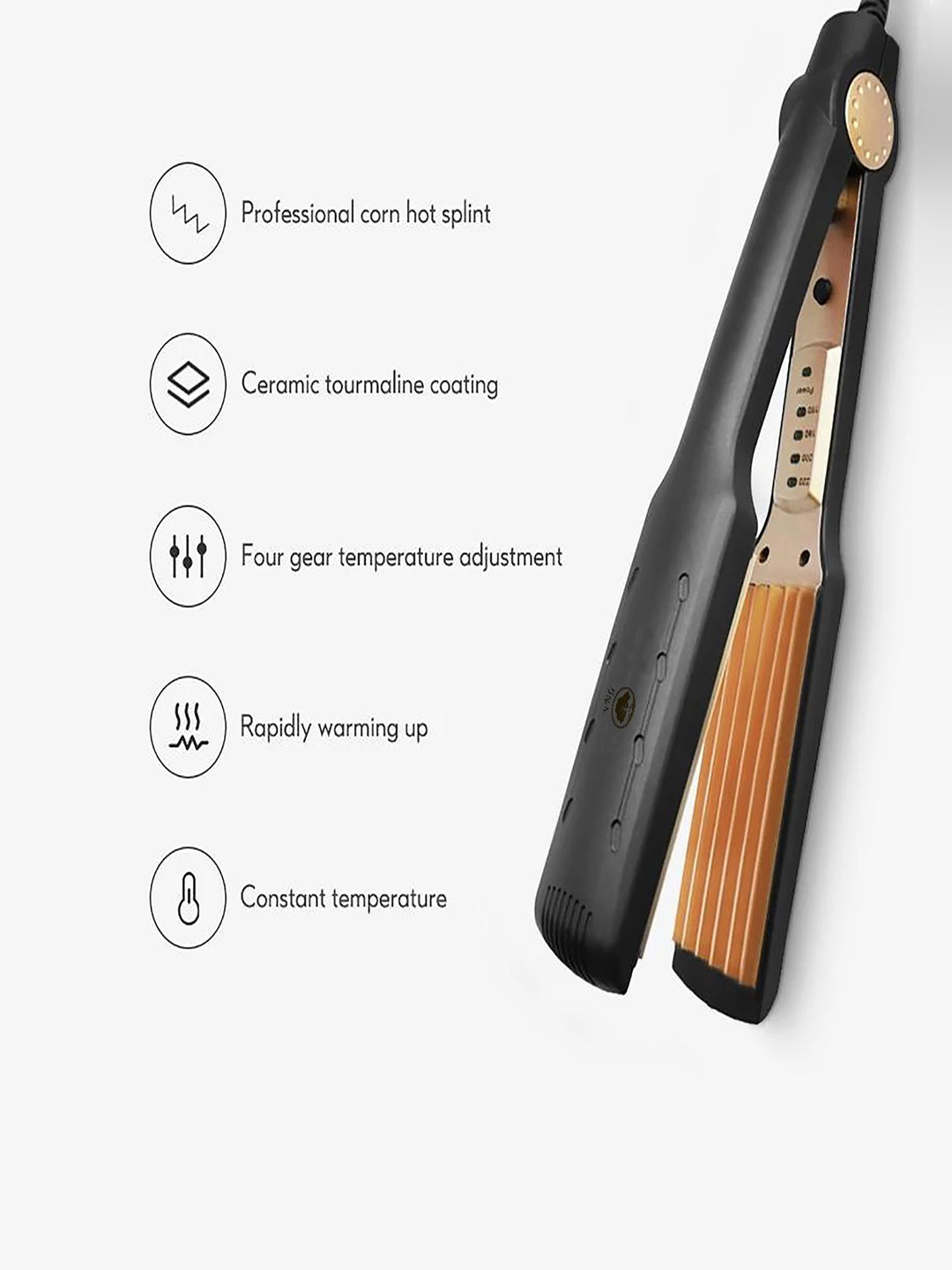 vng Professional Neo Tress Women Hair Crimper Wide Plate - Black