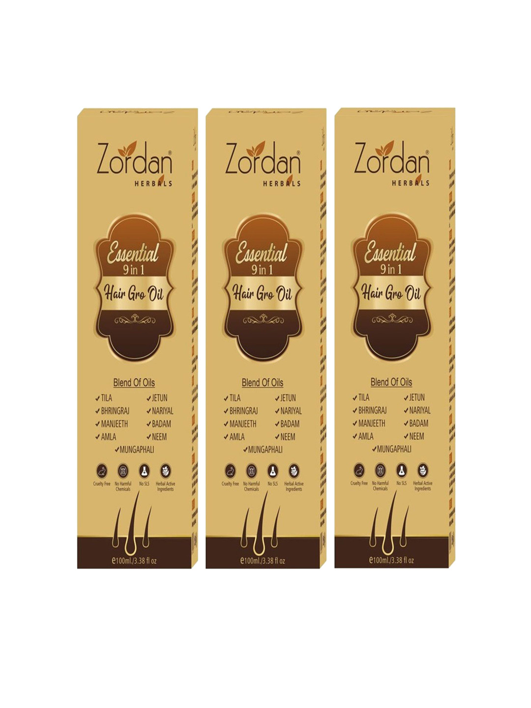 ZORDAN Set Of 3 Essential 9-in-1 Hair Gro Oil-100ml Each