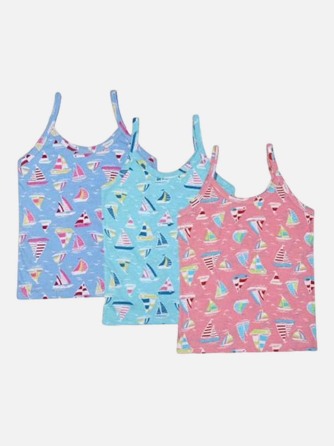 Dowin Girls Pack Of 3 Printed Cotton Camisoles