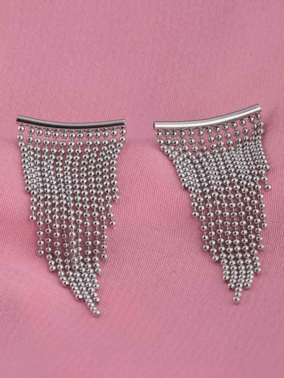 PALMONAS Silver Plated Stainless Steel Drop Earrings