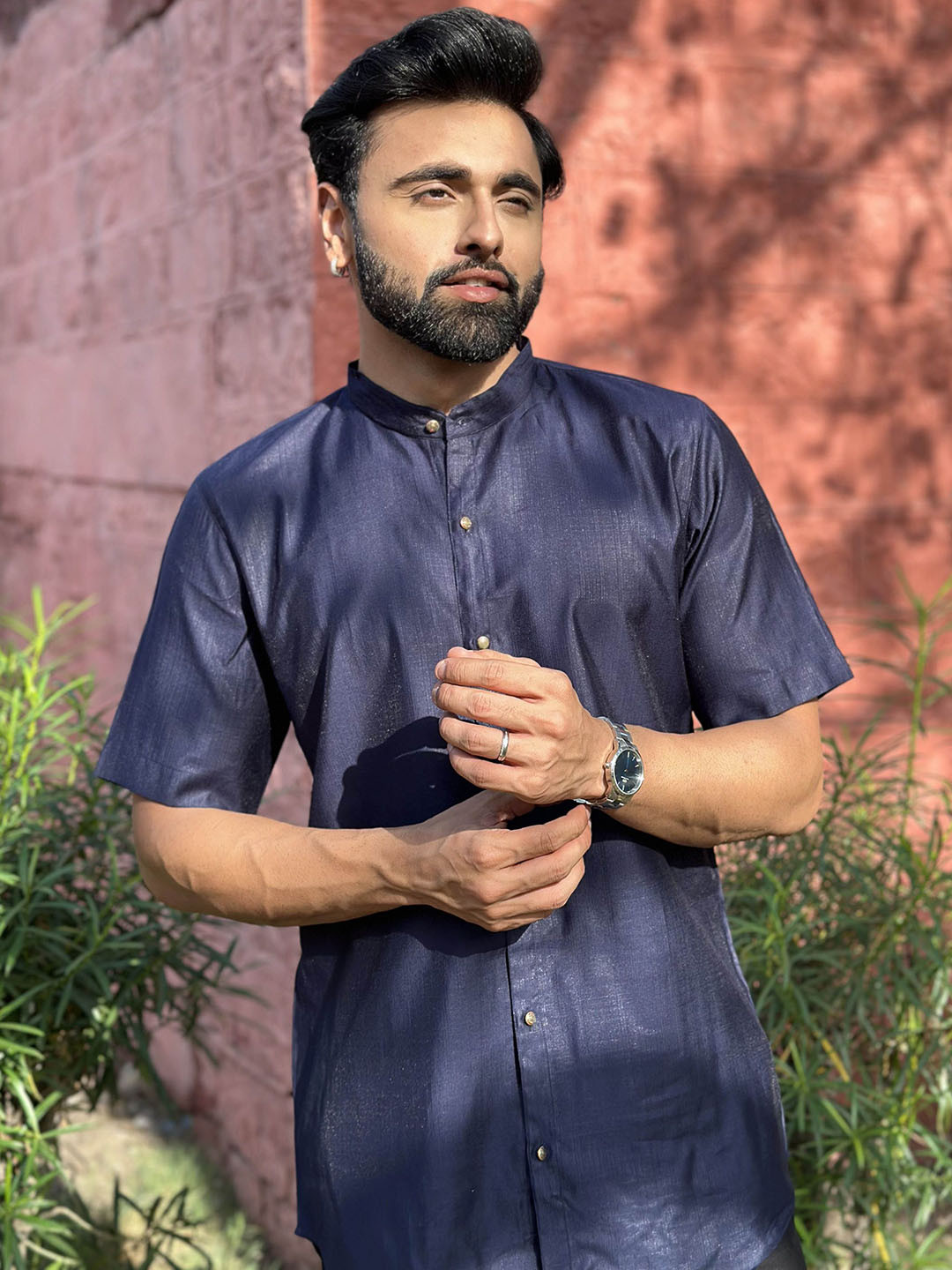 Ethnic India Mandarin Collar Shirts