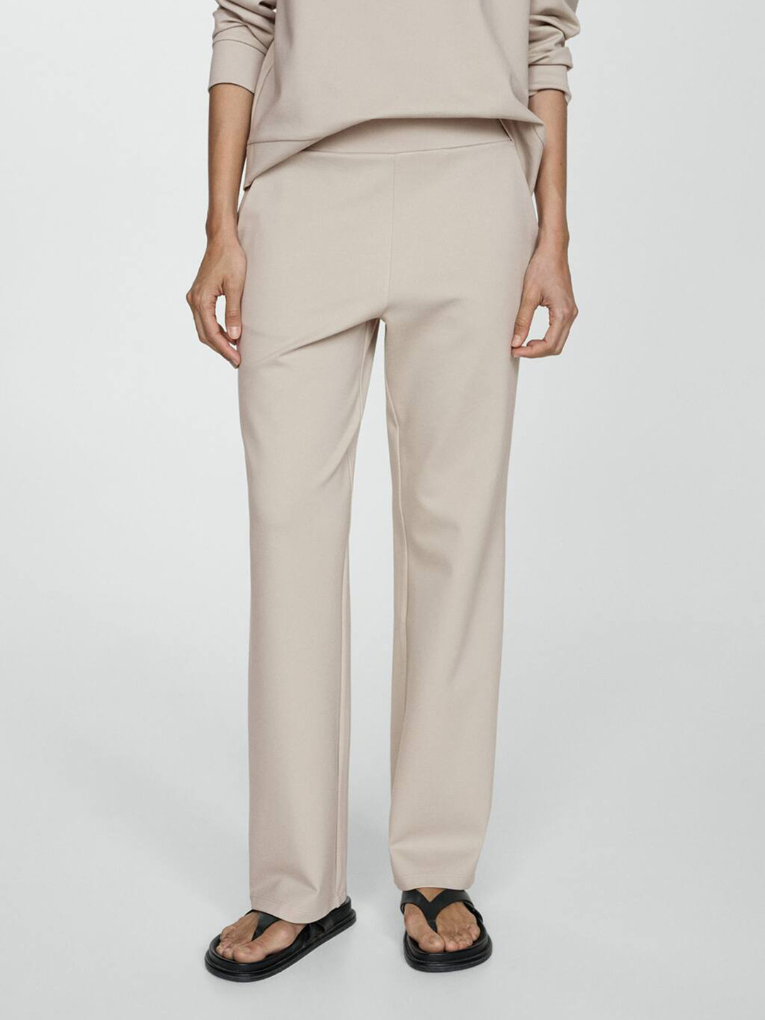 MANGO Women High-Rise Knitted Trousers