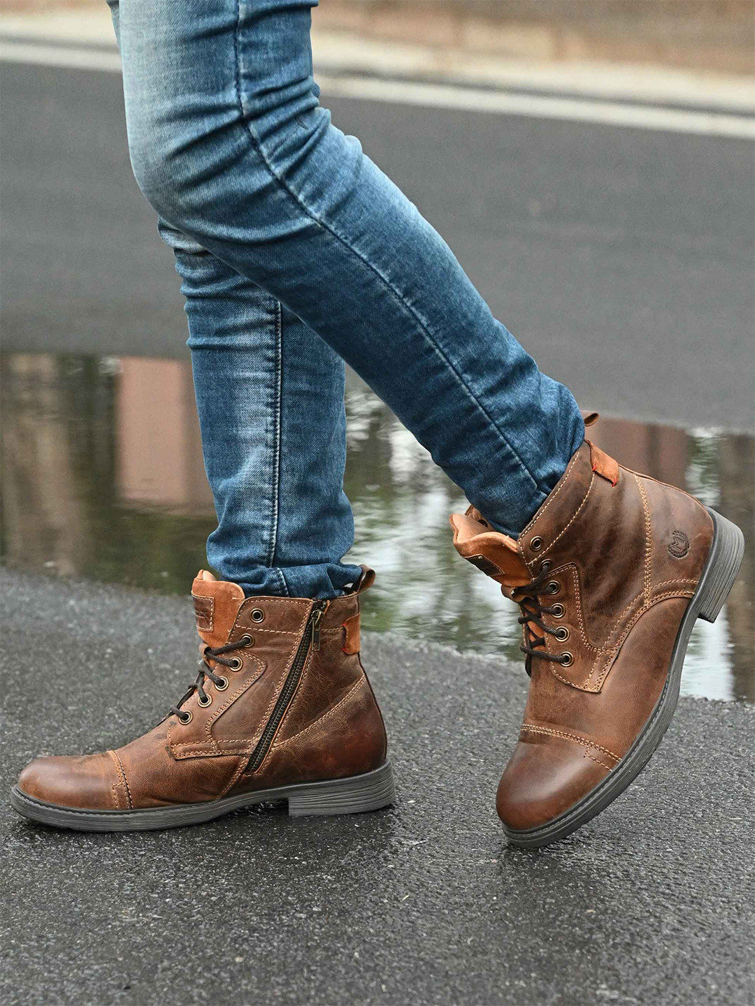 MONDAIN Men Leather Boat Shoes