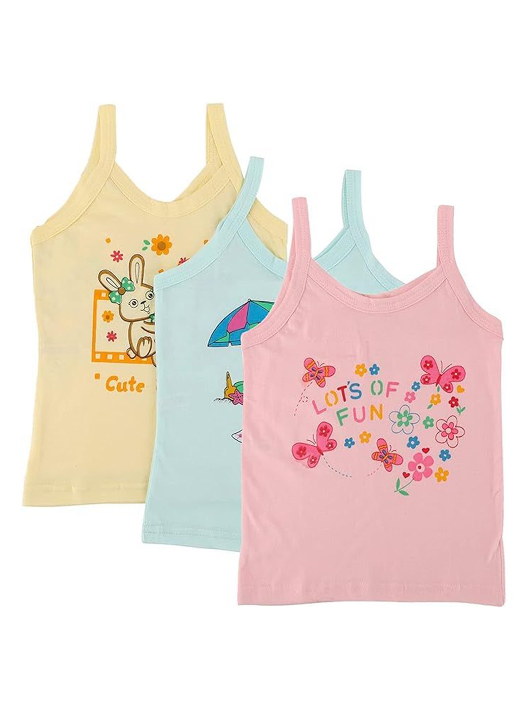 Dowin Infant Girls Set Of 3 Printed Cotton Camisoles