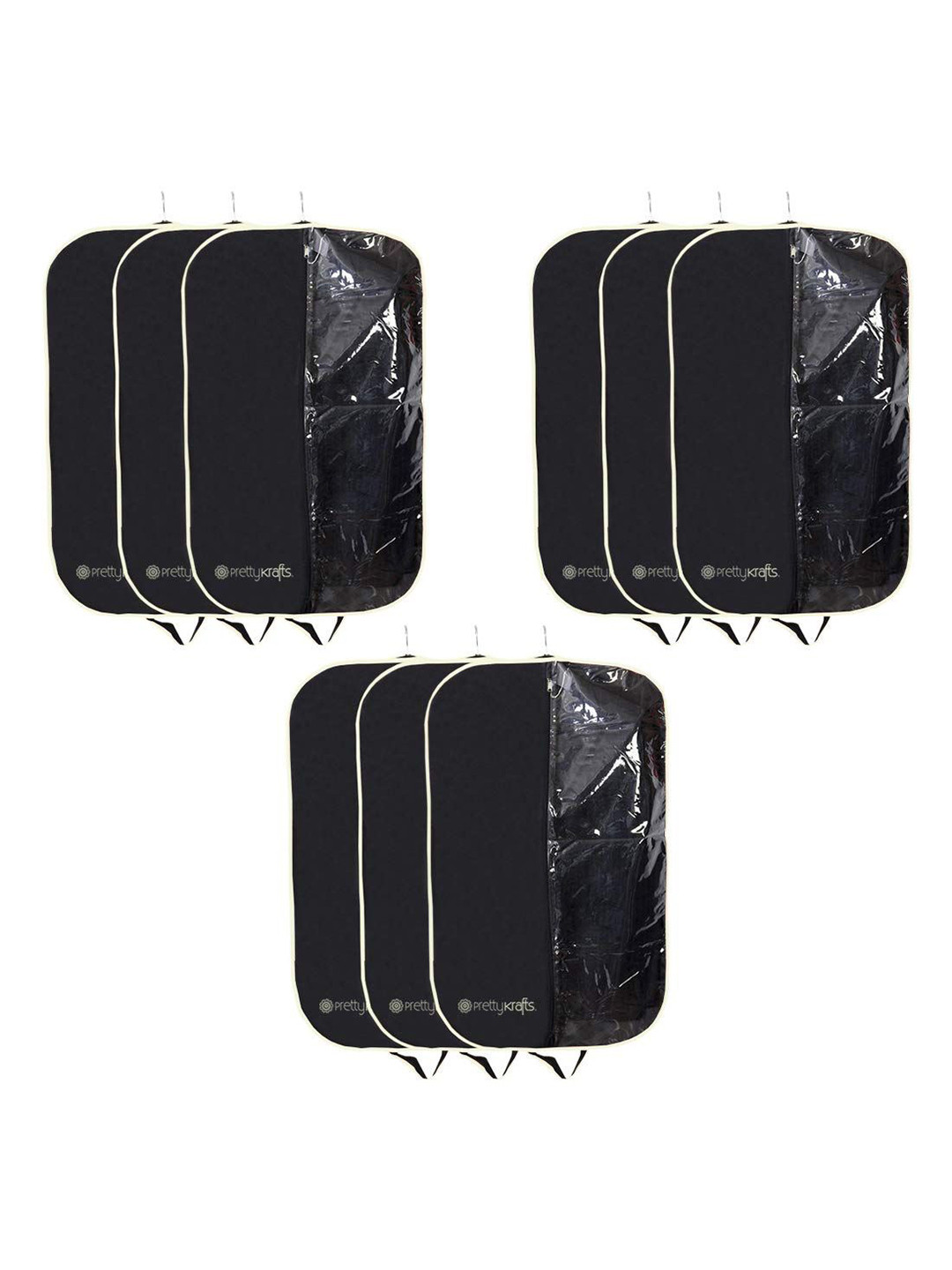 prettykrafts Black & Cream-coloured 9 Pieces Reusable Blazer Cover Organisers