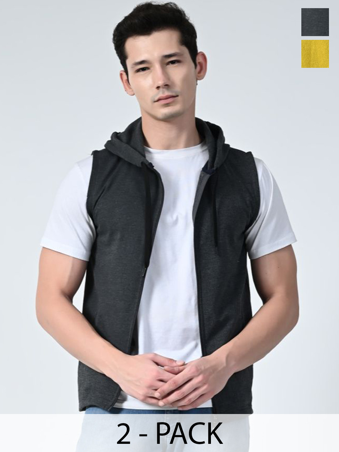 BAESD Men Pack of 2 Hooded Lightweight Open Front Jacket