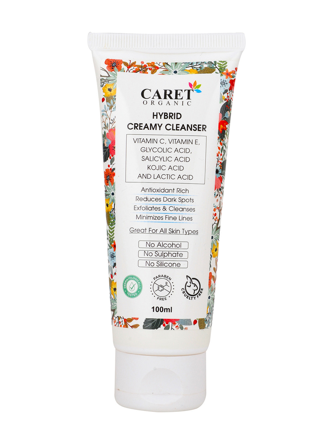 CARET ORGANIC Hybrid Creamy Cleanser Face Wash With Vitamin C & E - 100 ml