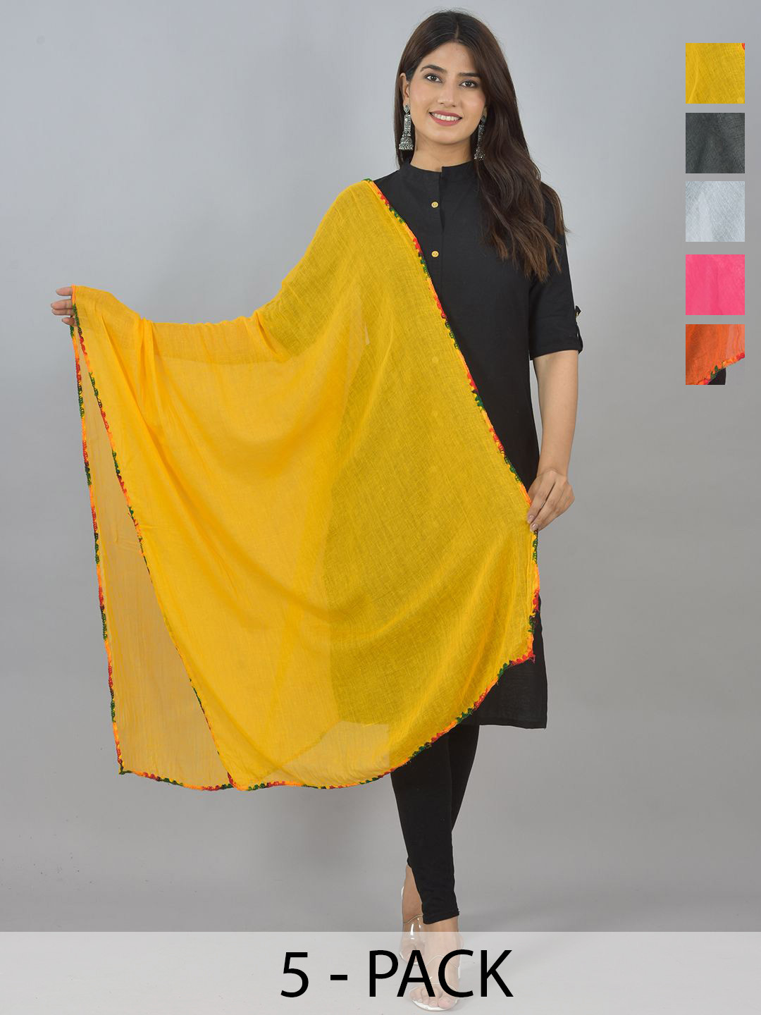 LA FEMINAE Pack of 6 Pure Cotton Dupattas