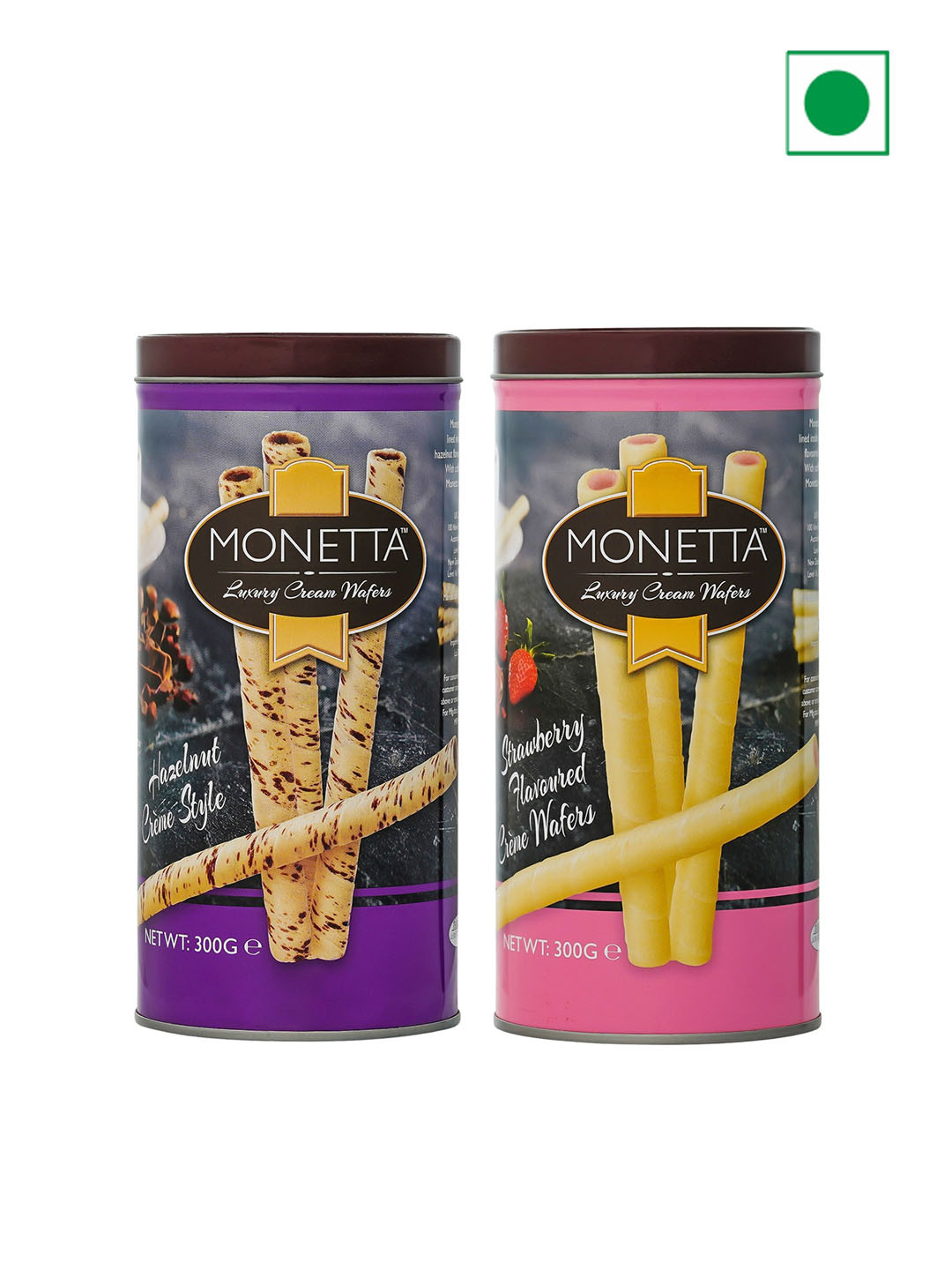 Monetta Pack Of 2 Hazelnut Strawberry Wafer Sticks -300g  Each