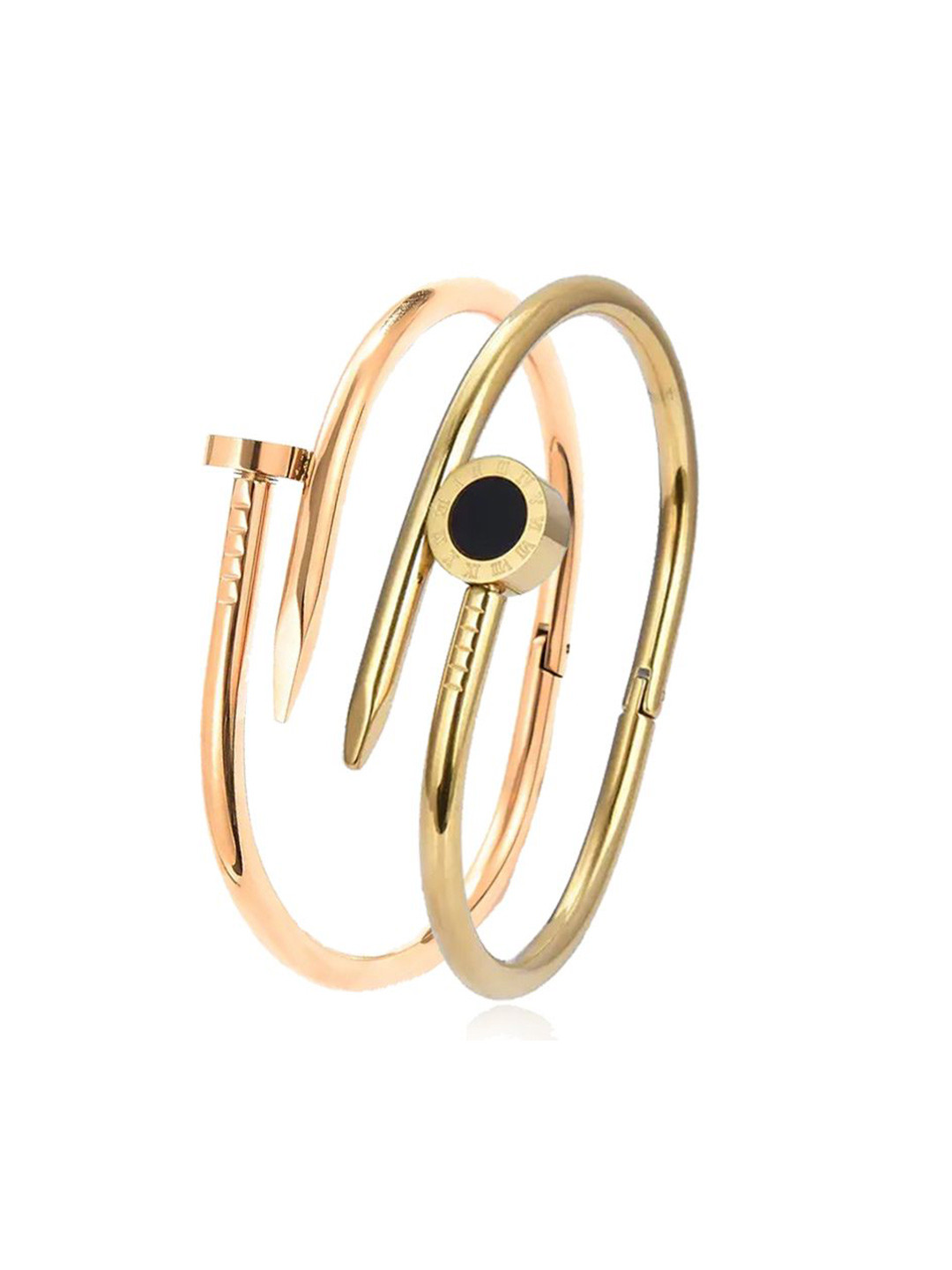 MEENAZ Set Of 2 Gold-Plated Stainless Steel Anti Tarnish Kada Bracelets