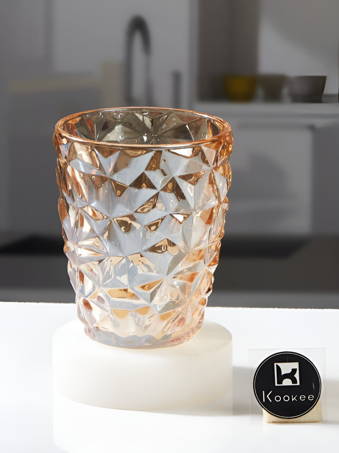 Kookee Orange-Toned Crystal Drinking Glass - 250ml