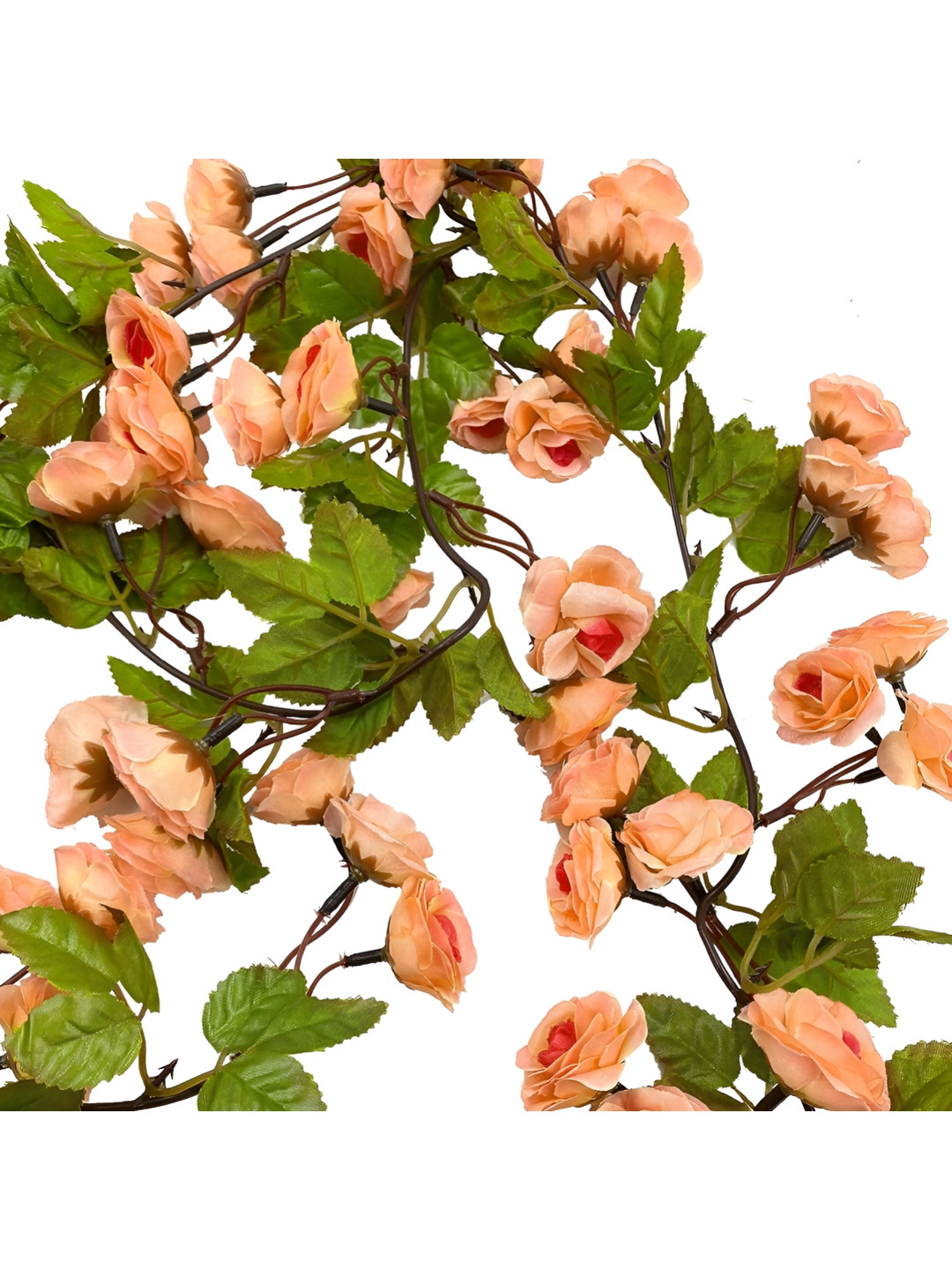 TIED RIBBONS 2 Pieces Orange and Green Artificial Rose Vine Creeper Flower Garland