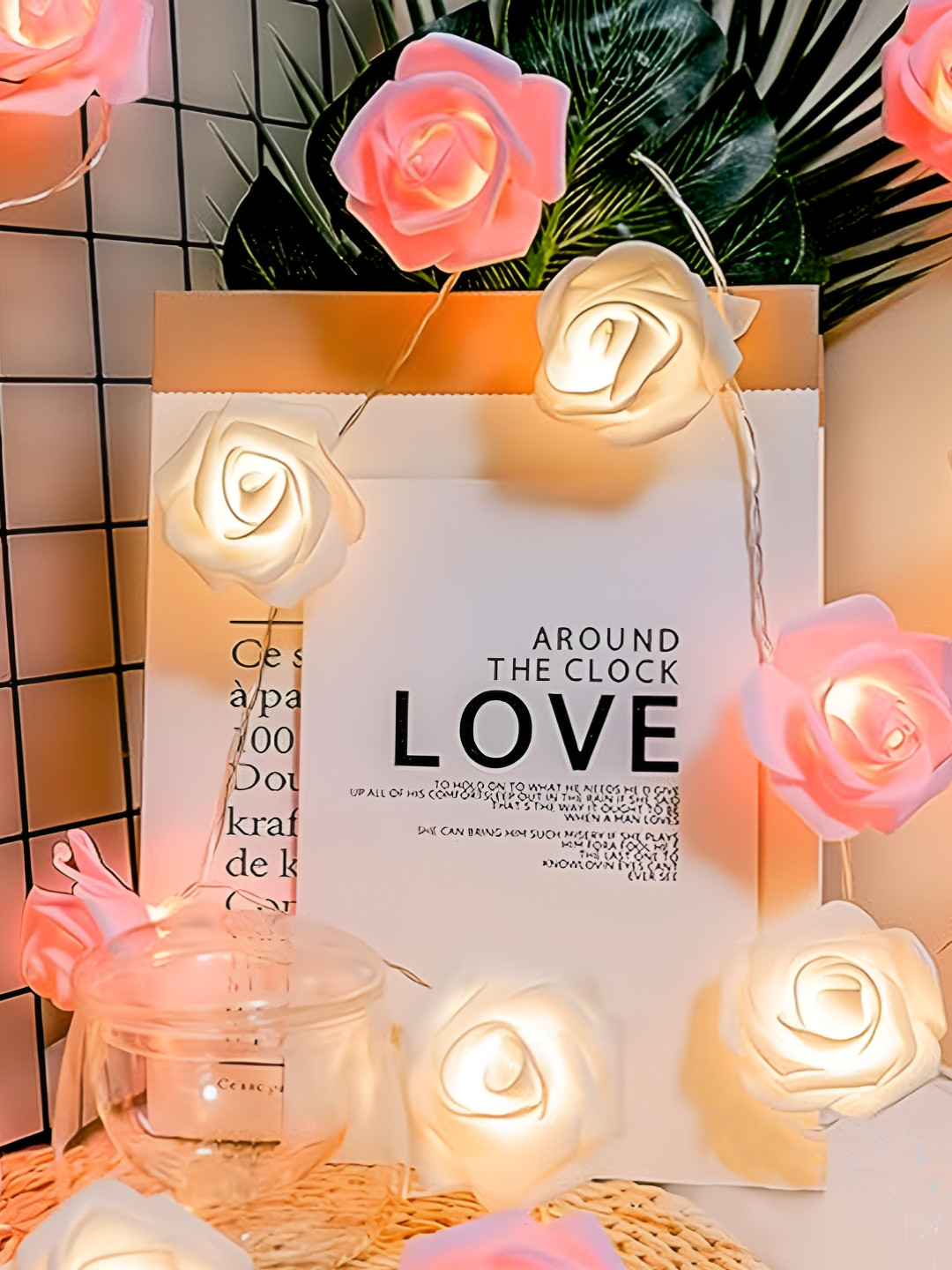 Homesake White & Pink Flower String Lights- 15 m